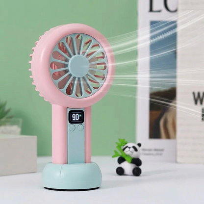 Digital Display 5-in-1 Portable Mini Fan | USB-C Rechargeable Handheld Fan (Random Color)