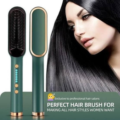HQT-909B 2-in-1 Electric Hair Straightening & Curling Comb Brush | Professional Hair Styler (Random Color)